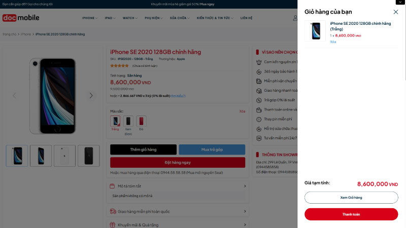 hướng dẫn mua hàng độc mobile thêm giỏ hàng và thanh toán